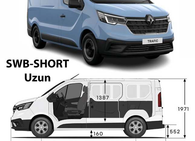 For Renault Trafic X82 SWB 2014-2025 2Pcs Roof Rack + 2Pcs Cross Bars Aluminum Black