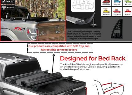 BR1 Silver Trunk Bed Carrier Roof Racks for Toyota Hilux 2021-Up