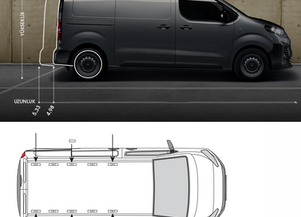 For Fiat Scudo Roof Rack Rails - Silver 2021-2025 MEDIUM LENGTH