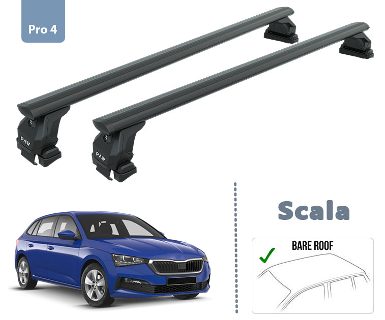 For Skoda Scala Roof Rack System Carrier Cross Bars Aluminum Lockable High Quality of Metal Bracket Black 2019-Up