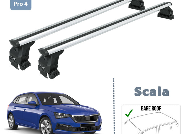 For Skoda Scala Roof Rack System Carrier Cross Bars Aluminum Lockable High Quality of Metal Bracket Silver 2019-Up