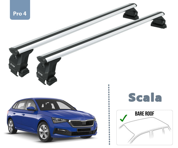 For Skoda Scala Roof Rack System Carrier Cross Bars Aluminum Lockable High Quality of Metal Bracket Silver 2019-Up