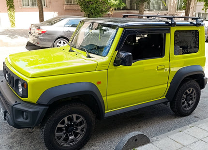 For Suzuki Jimny Rain Gutter Roof Rack Cross Bars Rain Gutters Alu Black 2018-Up