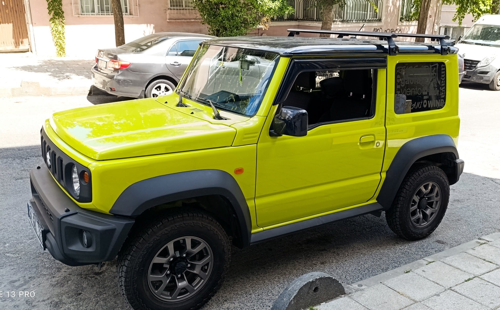 For Suzuki Jimny Rain Gutter Roof Rack Cross Bars Rain Gutters Alu Black 2018-Up