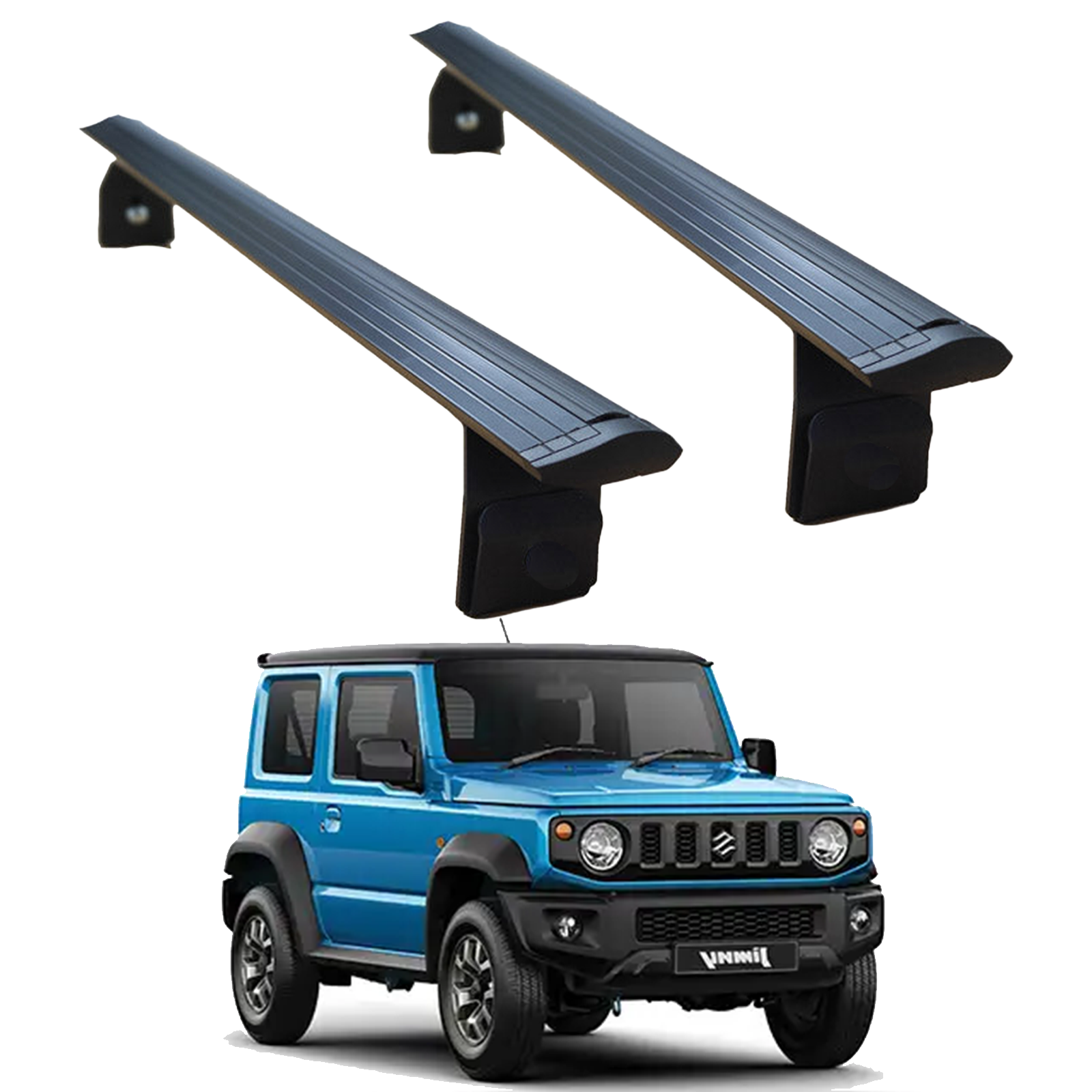 For Suzuki Jimny Rain Gutter Roof Rack Cross Bars Rain Gutters Alu Black 2018-Up