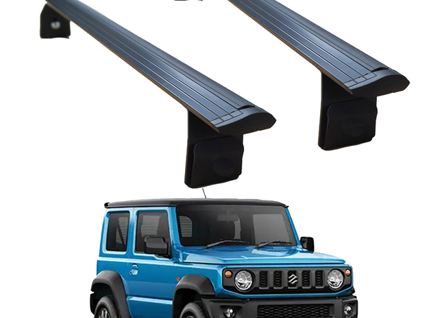 For Suzuki Jimny Rain Gutter Roof Rack Cross Bars Rain Gutters Alu Black 2018-Up