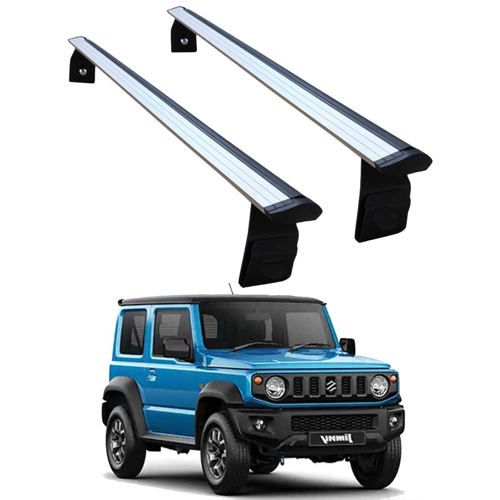 For Suzuki Jimny Rain Gutter Roof Rack Cross Bars Metal Bracket Rain Gutters Alu Silver 2018-Up