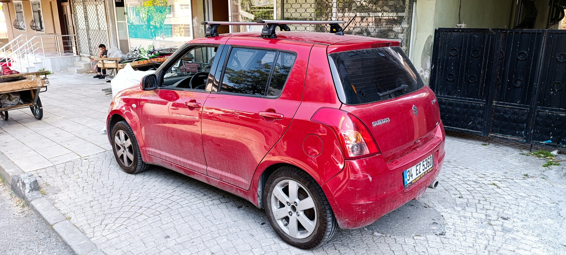 For Suzuki Swift Roof Rack Cross Bars Metal Bracket Fix Point Alu Black 2010-17