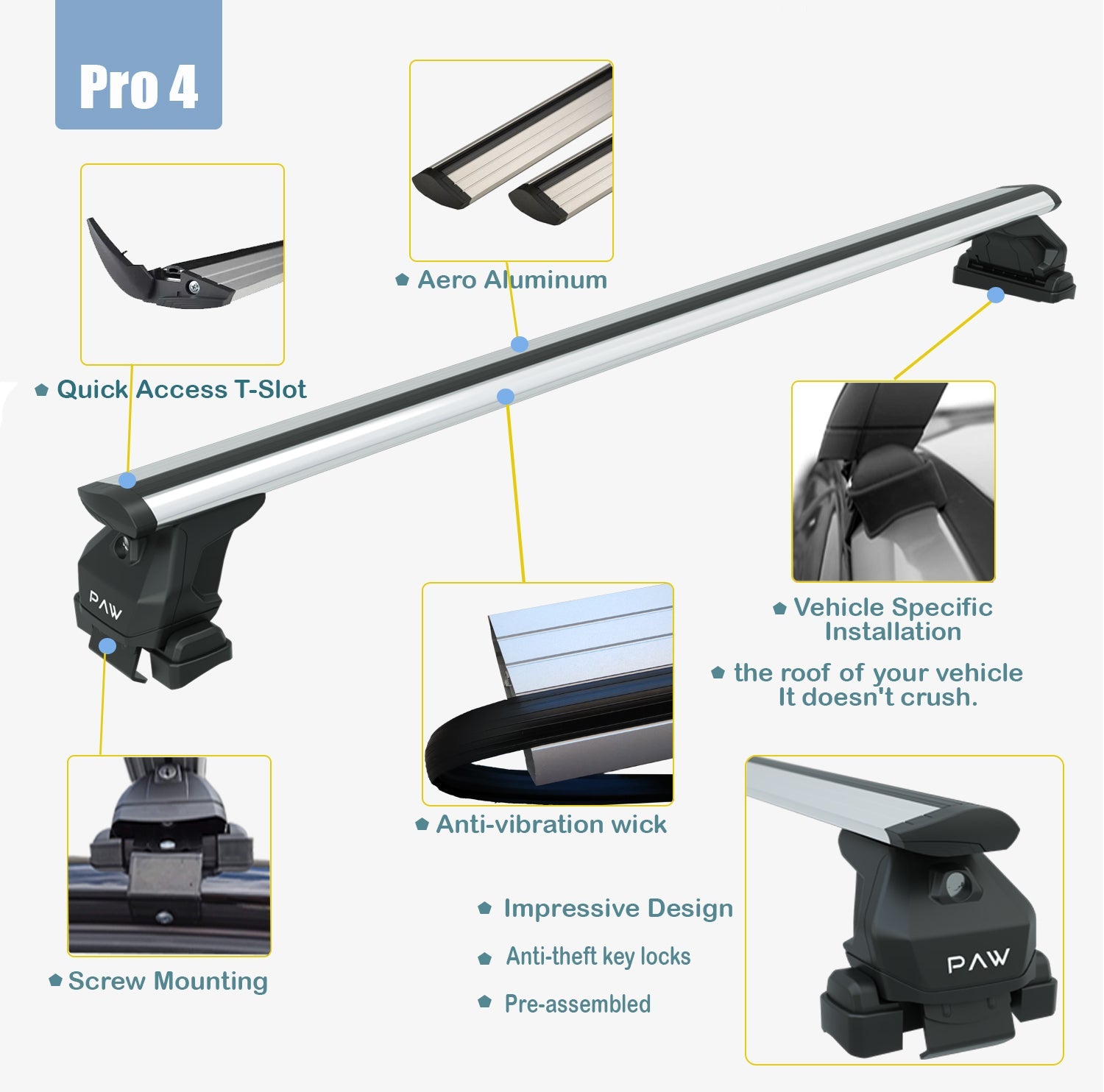 For Citroen C3 Roof Rack System, Aluminium Cross Bar, Metal Bracket, Normal Roof, Silver