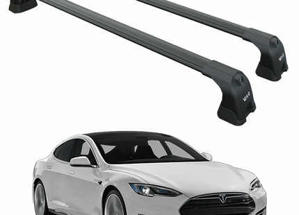 For Tesla Model S (2012-2016) Roof Rack Cross Bars – Metal Bracket Fix Point – Aluminum – Black