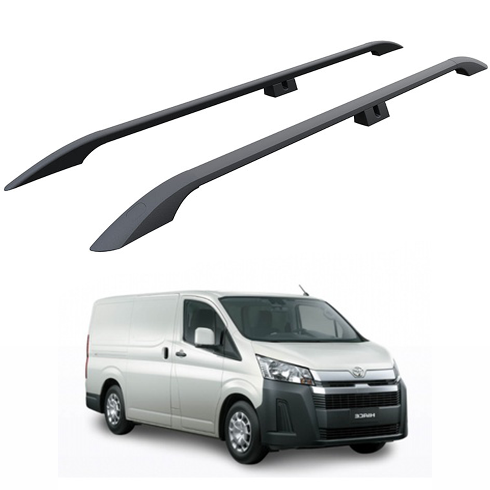 For Toyota Hiace H300 Roof Side Rails Ultimate Style Alu Black 2019-Up
