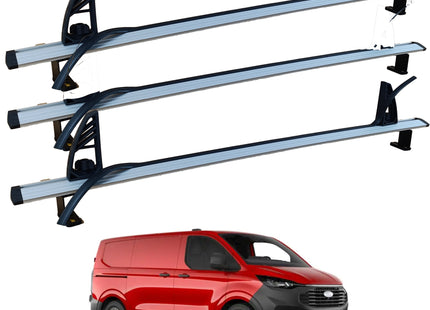 For Ford Transit Custom Roof Racks Cross Bars Carrier Alu 2023- Up 3 Qty Silver