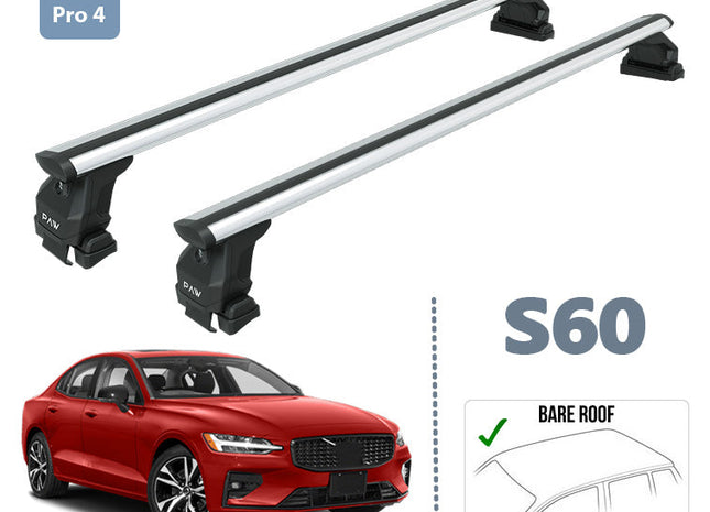 For Volvo S60 Sedan Roof Rack Cross Bar Normal Roof Alu Silver 2019- Up