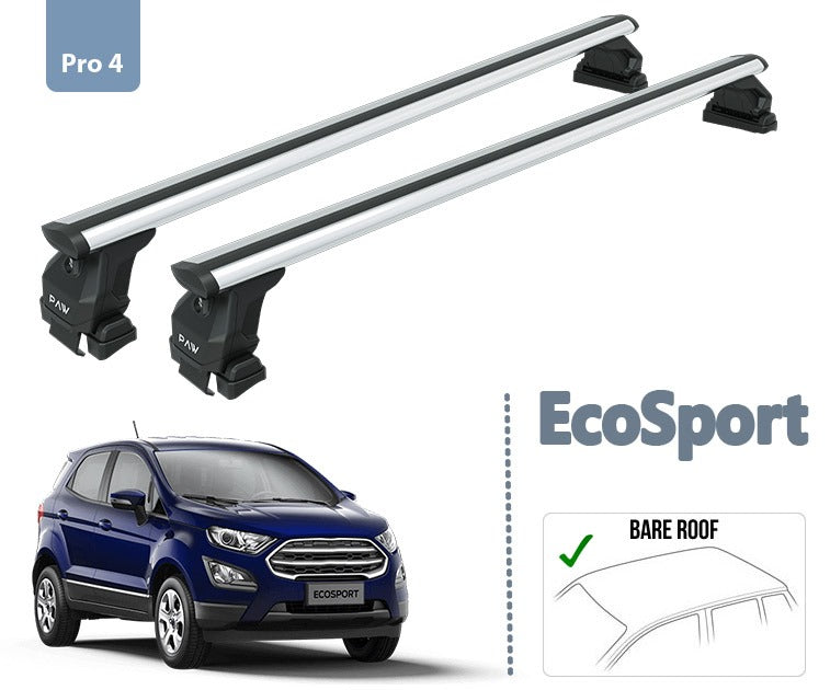 For Ford Ecosport 2018-Up Roof Rack System Carrier Cross Bars Aluminum Lockable High Quality of Metal Bracket Silver