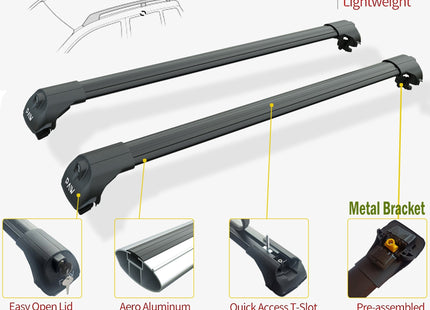Mitsubishi Montero Roof Rack Bars For Vehicles With Raised Rails Black Color 2001-2006 Pro 1