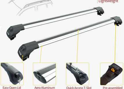 Mitsubishi Montero Sport Roof Rack Bars For Vehicles With Raised Rails Silver Color 2001-2006 Pro 1