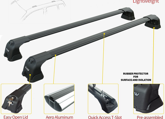 Aluminium Roof bars for cars with standard roof for Vauxhall Astra H 2004-2010 Alu Black Toros Pro 3