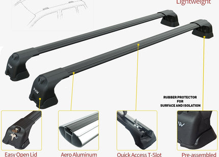 For Opel&Vauxhall Meriva 2014-Up Roof Rack System Carrier Cross Bars Aluminum Lockable High Quality of Metal Bracket Black