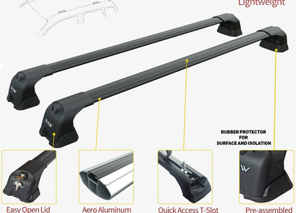 For Peugeot 207 2006-2012 Roof Rack System Carrier Cross Bars Aluminum Lockable High Quality of Metal Bracket Black