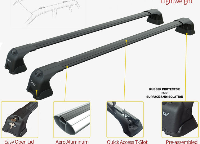 Mitsubishi Outlander Roof Racks Cross Bars Rails Top Carrier Alu Black 2011-2020 Pro 3