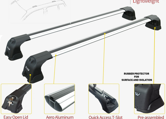 For Honda Elysion Roof Rack System, Aluminium Cross Bar, Metal Bracket, Fix Point, Silver