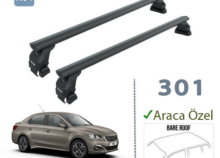 For Peugeot 301 2012-Up Roof Rack System Carrier Cross Bars Aluminum Lockable High Quality of Metal Bracket Black