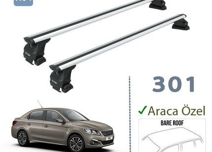 For Peugeot 301 2012-Up Roof Rack System Carrier Cross Bars Aluminum Lockable High Quality of Metal Bracket Silver