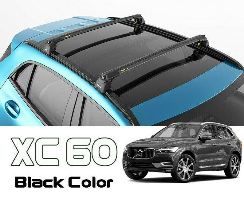 Volvo XC60 Roof Rack Bars For Vehicles With Raised Roof Rails BLACK