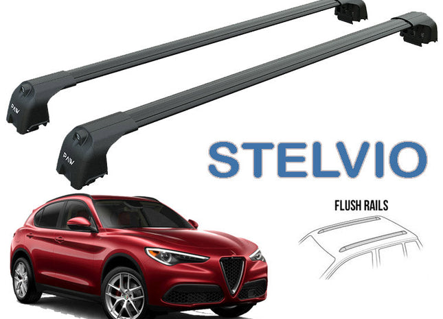 to fit Alfa Romeo Stelvio Roof Rack Bars For Vehicles With Raised Roof Rails Black