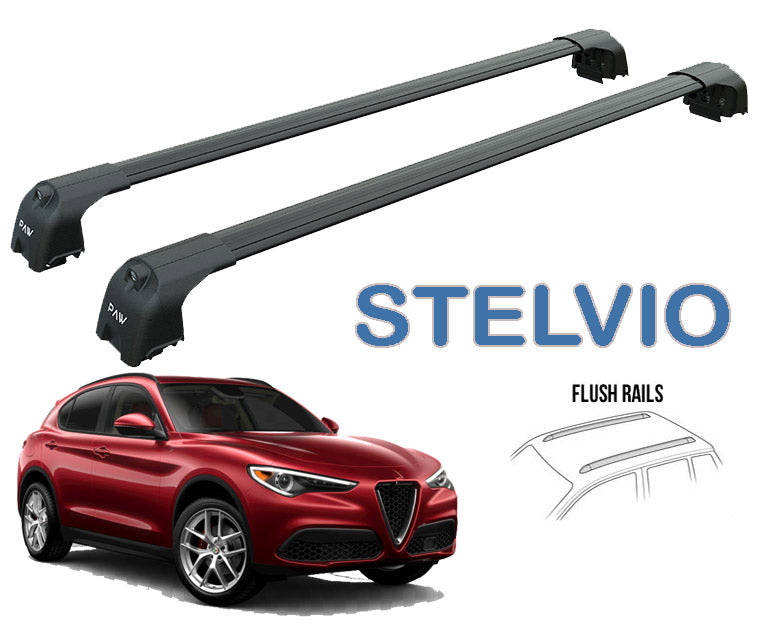 to fit Alfa Romeo Stelvio Roof Rack Bars For Vehicles With Raised Roof Rails Black