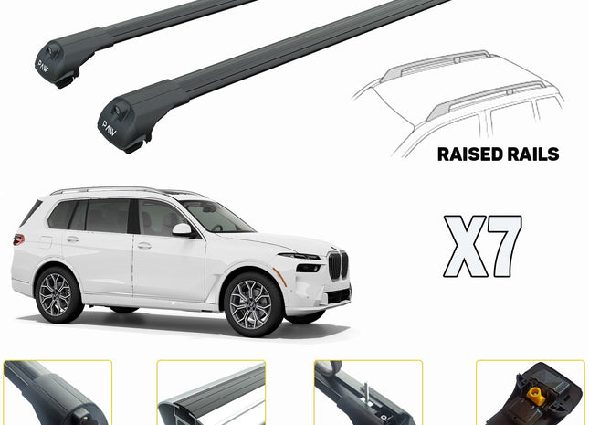 Bmw X7 Roof Rack Bars For Vehicles With Raised Roof Rails Black