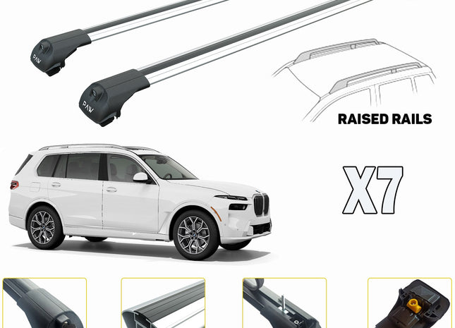 Bmw X7 Roof Rack Bars For Vehicles With Raised Roof Rails Silver