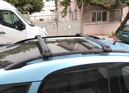 For Volkswagen Touran 2003-2010 Roof Rack System, Aluminium Cross Bar, Metal Bracket, Raised Rail, Black