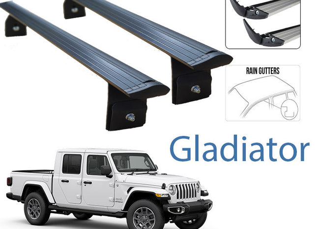 Jeep Gladiator JT Roof Rack Bars For Vehicles With Rain Gutters Black Color Pro 5