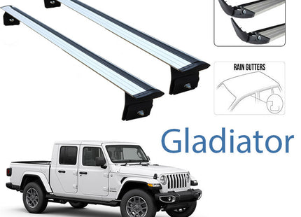 Jeep Gladiator JT Roof Rack Bars For Vehicles With Rain Gutters Silver Color Pro 5