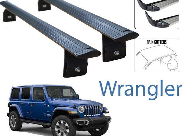 JEEP Wrangler JL Hard Top Roof Rack Bars For Vehicles With Rain Gutters Silver Color 2018- Up