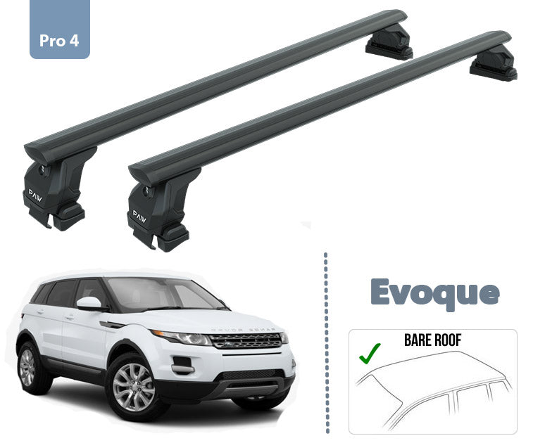 For Land Rover Evoque L538 2011-2019 Roof Rack System, Aluminium Cross Bar, Metal Bracket, Normal Roof, Black