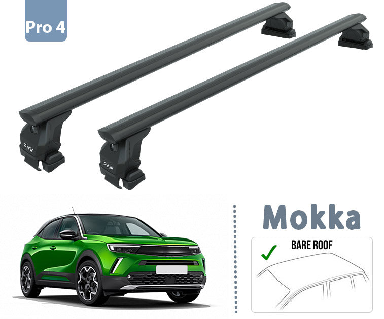 Compatible with Vauxhall Mokka vehicle Normal Roof Rack Cross Bars Spacial Series Pro 4 Black Color 2020- Up