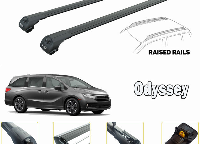 Honda Odyssey Cross bar Roof Rack For Vehicles With Raised Roof Rails Black