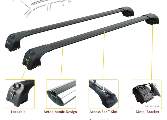 For Bmw X1 E84 2009-2015 Roof Rack System, Aluminium Cross Bar, Metal Bracket, Flush Rails, Silver