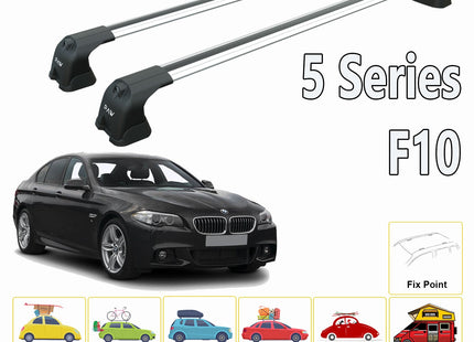 For BMW 5 Series F10 2007-2017 Roof Rack System, Aluminium Cross Bar Silver
