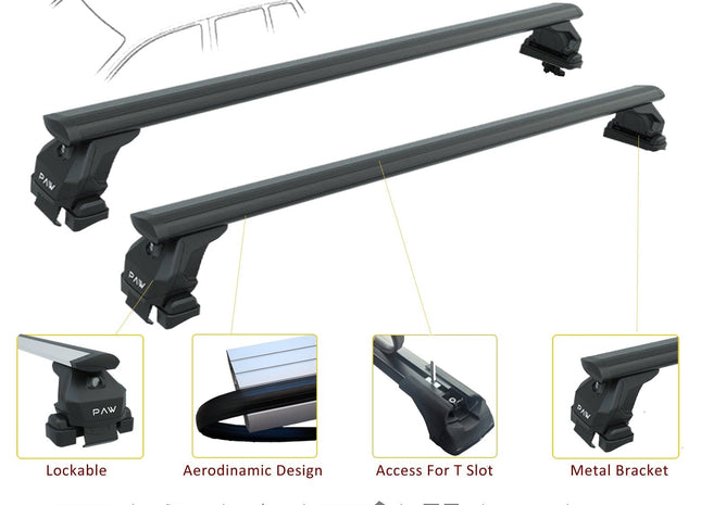 For Bmw 2 Series Grand Tourer 2014-2021 Roof Rack System, Aluminium Cross Bar, Normal Roof, Black