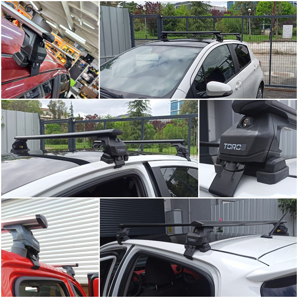 For Toyota Aygo 2014-2021 Roof Rack System, Aluminium Cross Bar, Metal Bracket, Normal Roof, Black