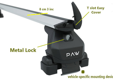 For Ford Fiesta Roof Rack System Carrier Cross Bars Aluminum Lockable High Quality of Metal Bracket Silver