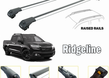 for Honda Ridgeline Raised Rail Roof Rack Cross Bars 2017- Up Color Silver