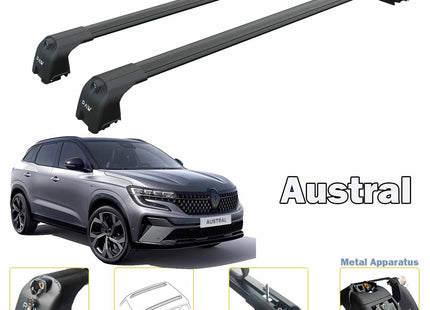 For Renault Austral Roof Rack System Carrier Cross Bars Aluminum Lockable High Quality of Metal Bracket Black