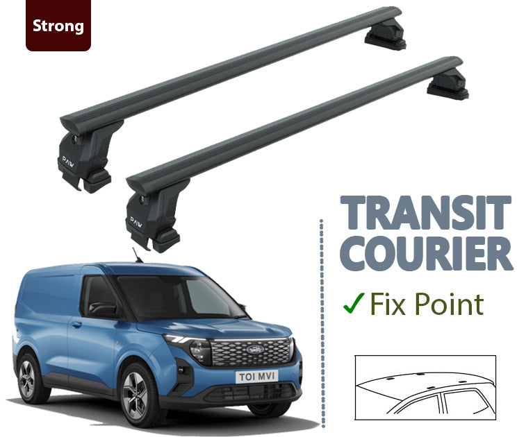 For Ford Transit Courier 2023- Up Roof Rack System, Aluminium Cross Bar, Metal Bracket, Fix Point, Black