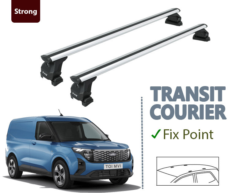 For Ford Transit Courier 2023- Up Roof Rack System, Aluminium Cross Bar, Metal Bracket, Fix Point, Silver