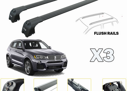 Compatible for Bmw X3 F25 5D Roof Rack Bars For Vehicles With Flush Roof Rails BLACK (2011-2018)