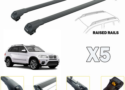 to fit BMW X5 E70 Roof Rack Bars For Vehicles With Raised Roof Rails Black